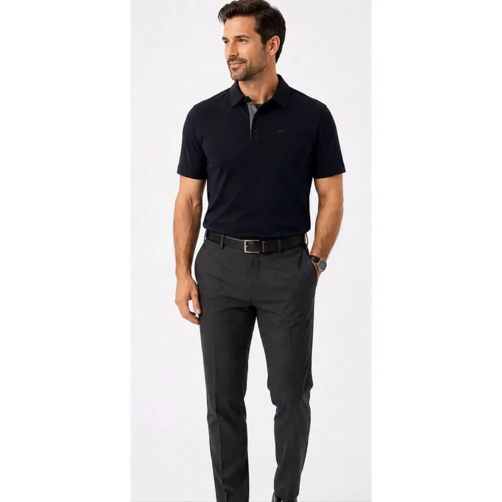 Michael Kors Polo Shirt Mens Small Navy Blue Slim Fit 100% Cotton NWOT Logo